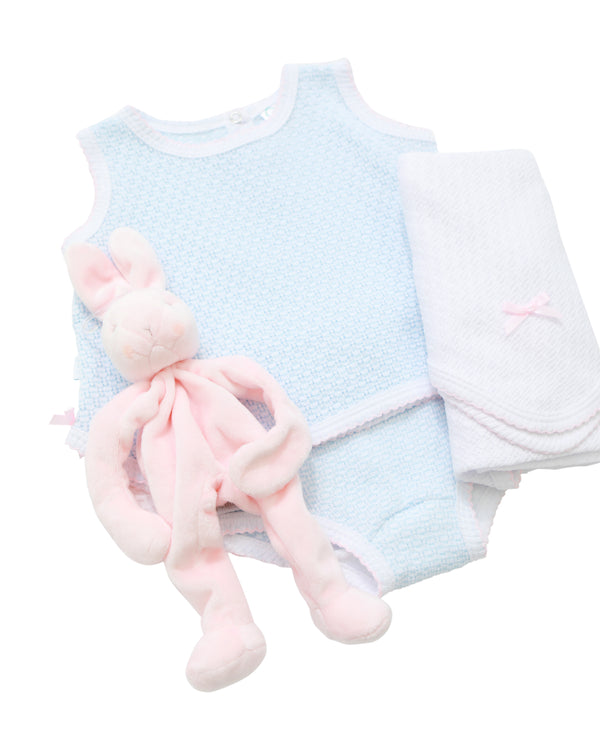 Sleeveless Bows Diaper Set- Blue/Pink