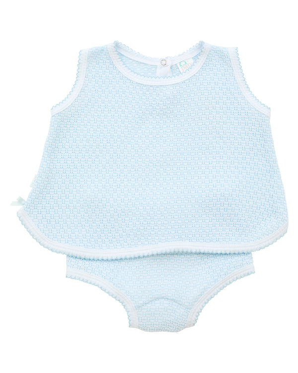 Sleeveless Bows Diaper Set - Blue