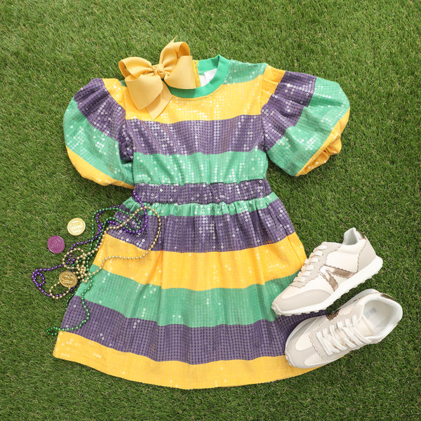 Mardi Gras Rugby Sequin Dress