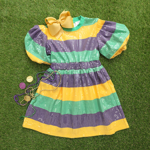 Mardi Gras Rugby Sequin Dress