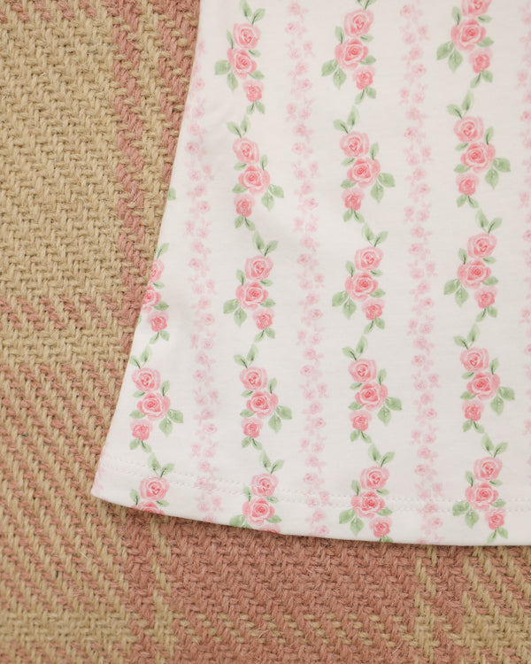 Soft Roses Printed Dress W/ Round Collar