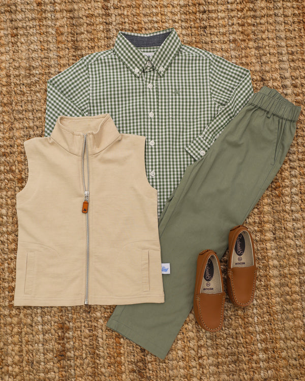 LS Dress Shirt- Vineyard Green/White