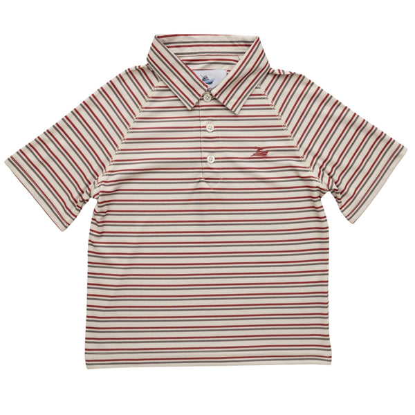 SS Polo- Oatmeal/Garnet/Rock