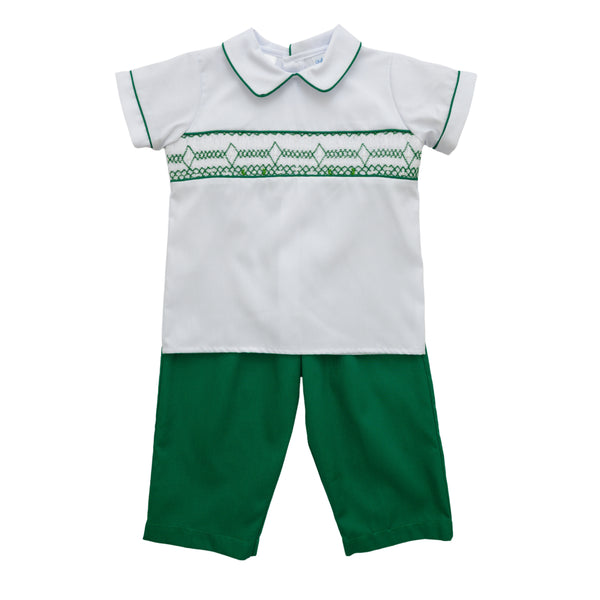 Christmas Green Smocked Drew Pant Set