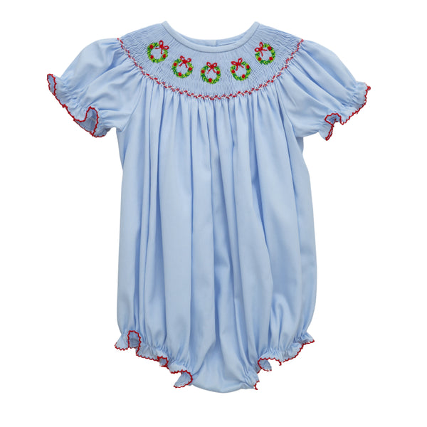 Christmas Wreath Smocked Bishop Emmie Bubble