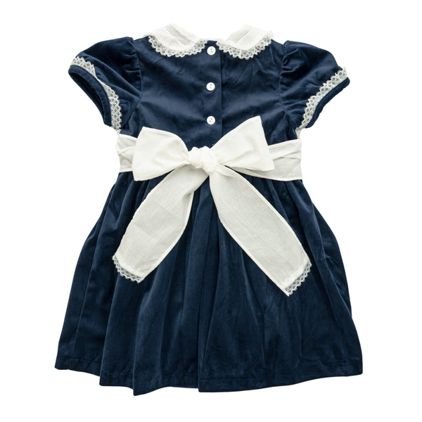 Navy Velvet Scarlet Dress W/ Lace