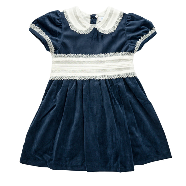Navy Velvet Scarlet Dress W/ Lace