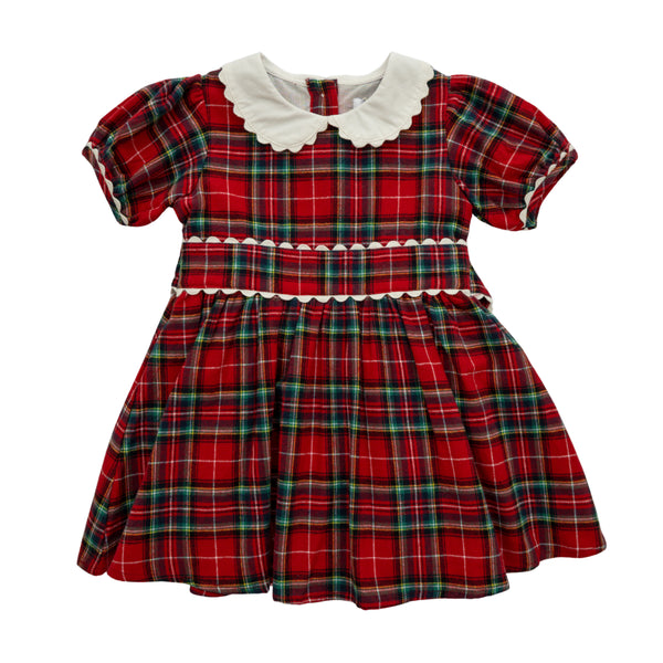 Red Plaid Mila Scalloped Dress