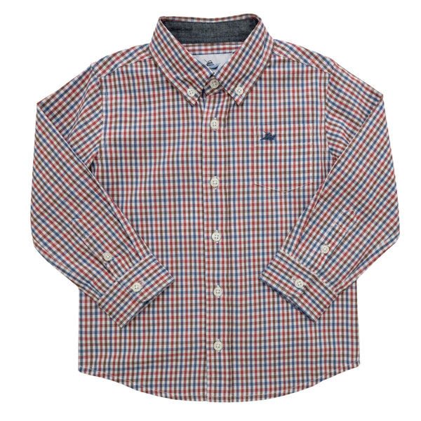 LS Dress Shirt- Blue/Red/Brown