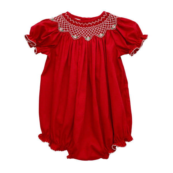 Christmas Red Smocked Bishop Emmie Bubble
