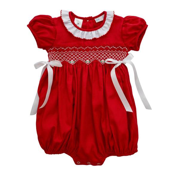 Christmas Red Smocked Roise Bubble