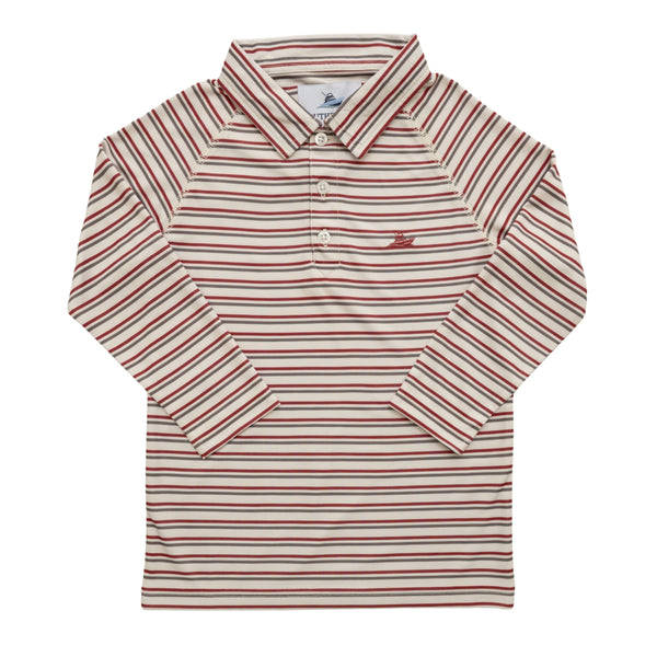 LS Polo- Oatmeal/Garnet/Rock