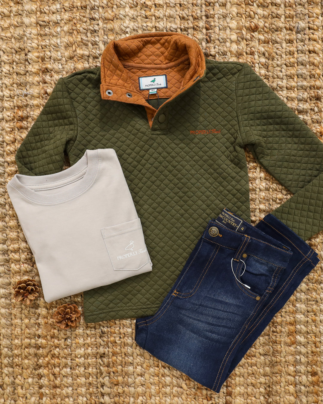 Properly Tied Boys Finn Hoodie - Hunter Heather Green main image 1