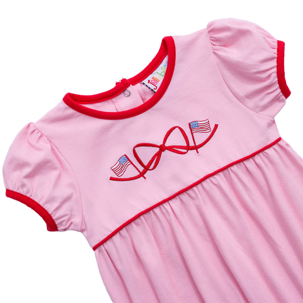 American Flag Bow Embroidery Dress