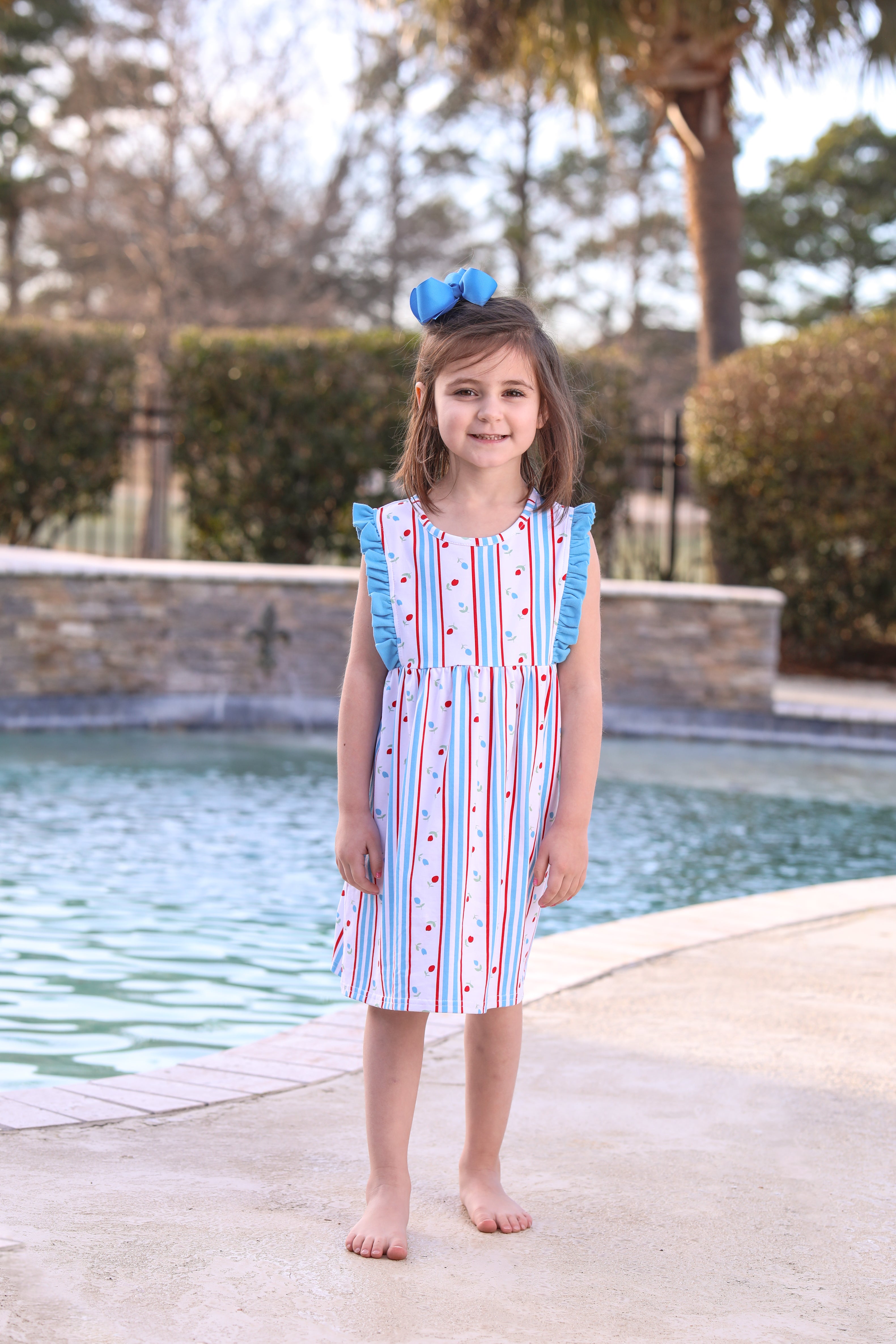 Red White And Blue Rosebud Dress Smock Candy
