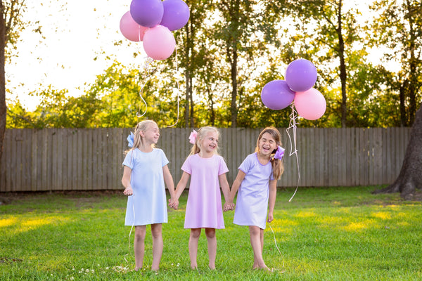 Sarah Dress Lavender Stripe