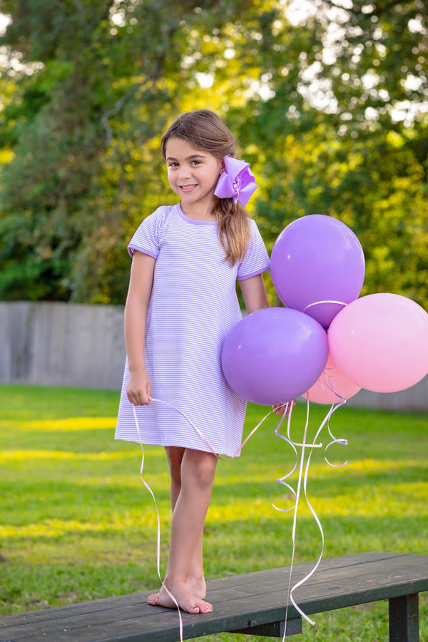 Sarah Dress Lavender Stripe