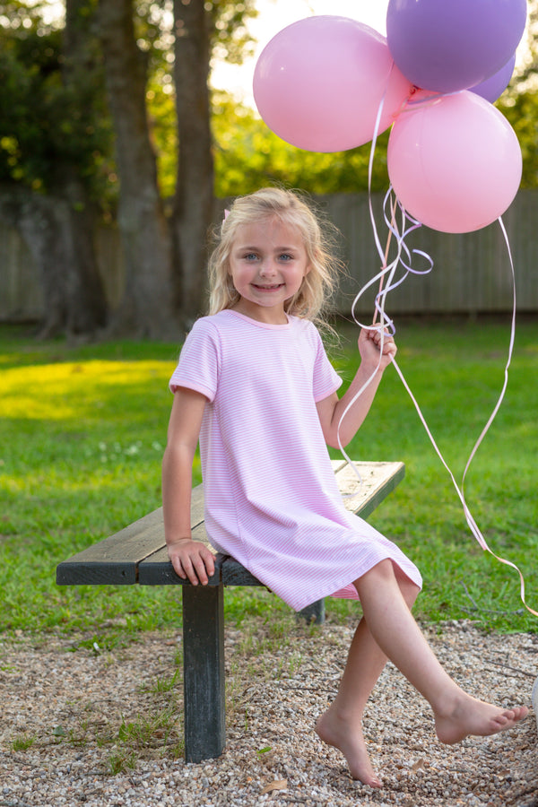 Sarah Dress Light Pink Stripe