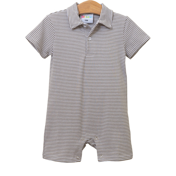 Michael Polo Romper- Beige Stripe