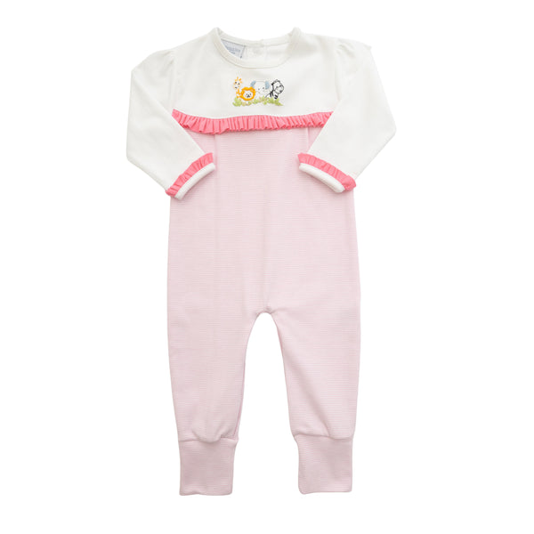 Coo Zoo Ruffle Coverall- Pink