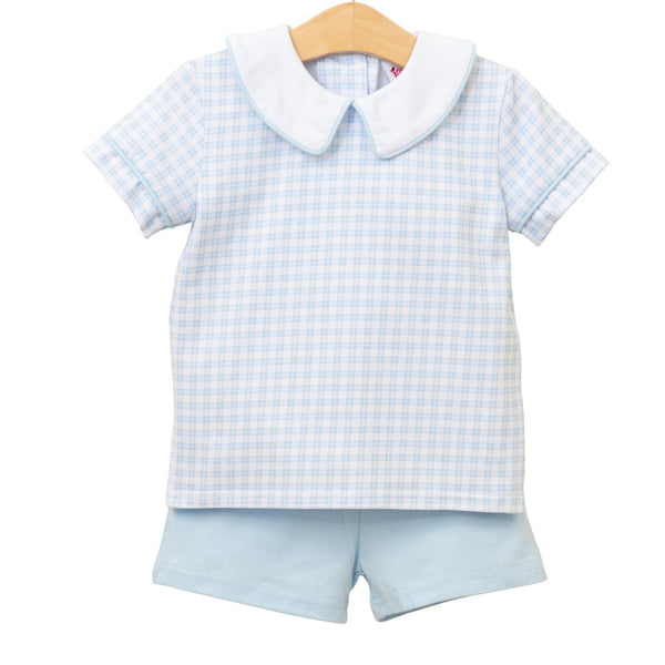 Powder Blue Plaid Short Set