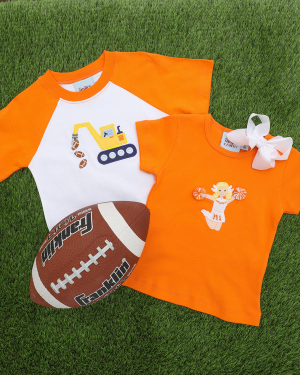 Excavator Football T-Shirt- Orange