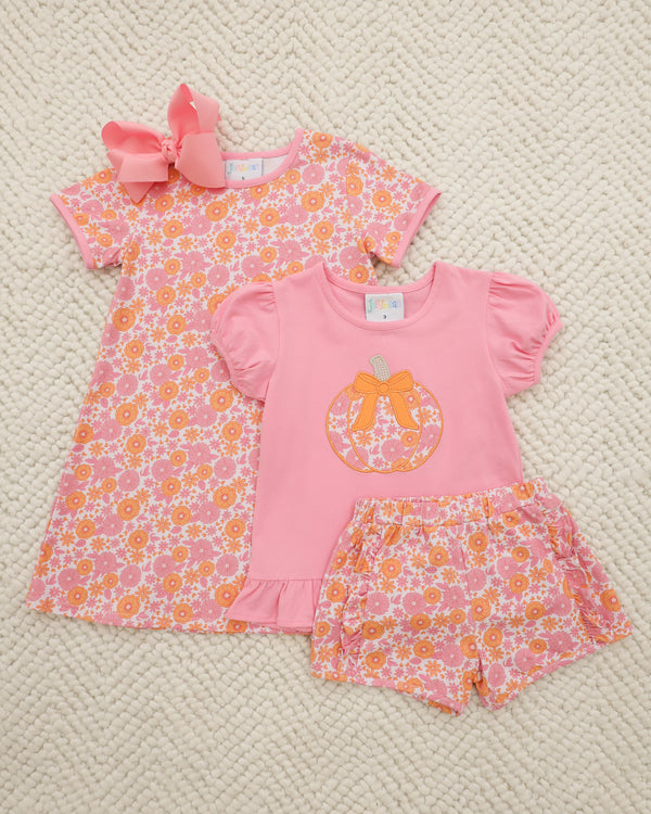Pumpkin Petals Applique Ruffle Short Set
