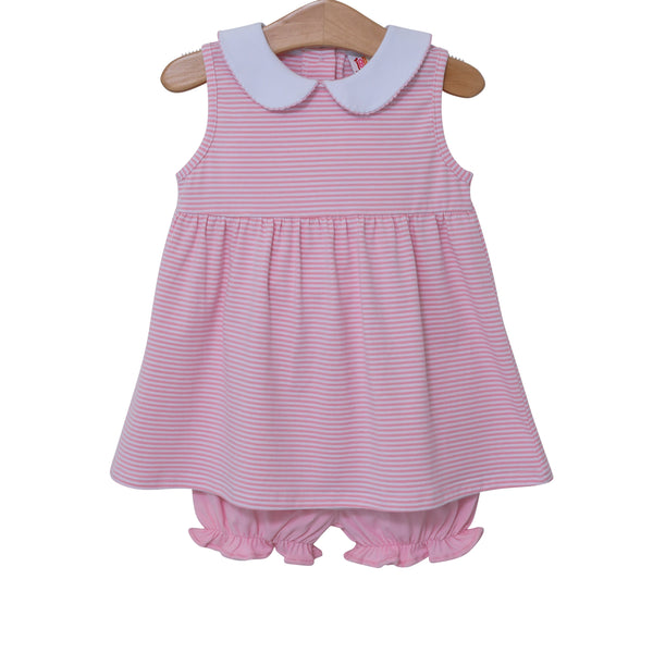 Charlotte Sleeveless Bloomer Set- Light Pink Stripe