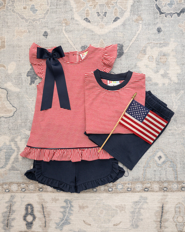 Avery Short Set- Red Stripe and Navy