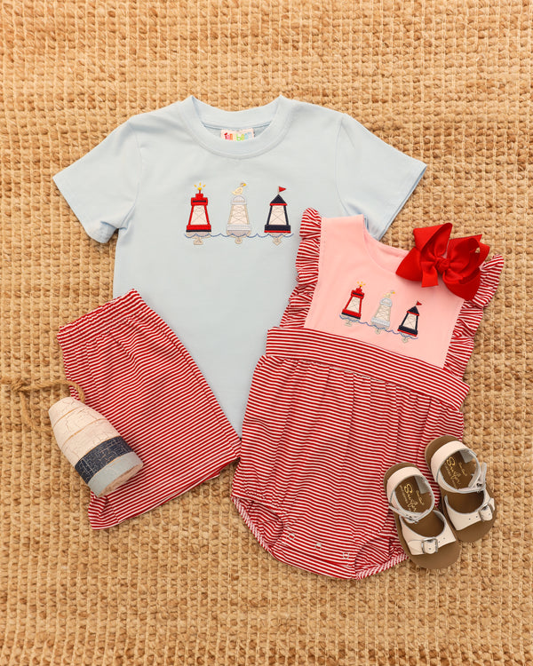 Red, White, and Buoy Short Set