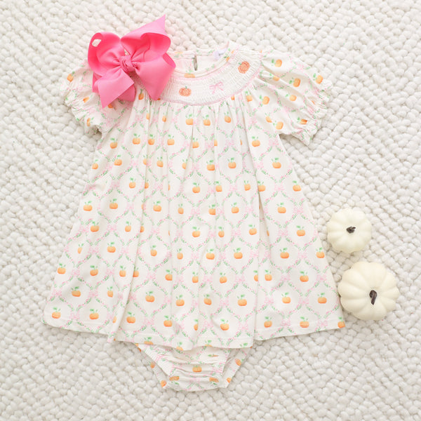 Pretty Pumpkin Trellis Bishop Dress