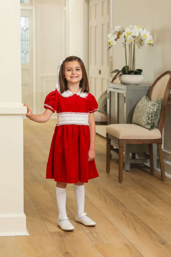 Red Velvet Dress W/ Lace