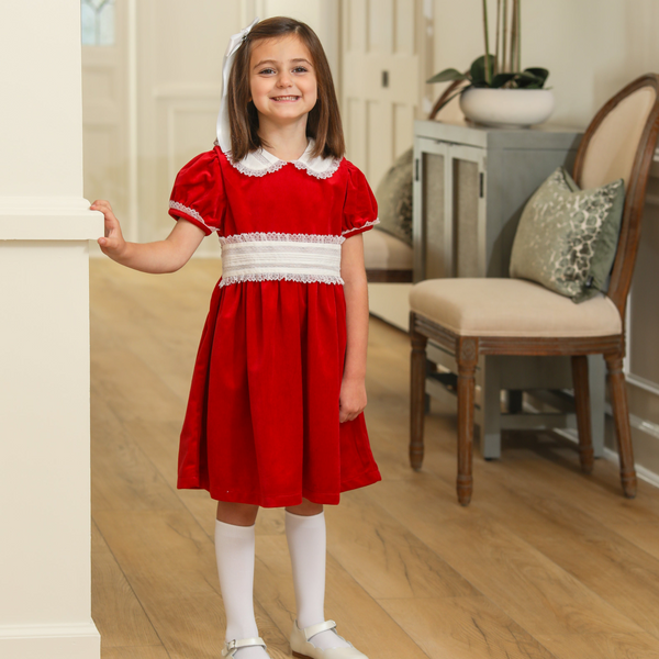 Red Velvet Dress W/ Lace