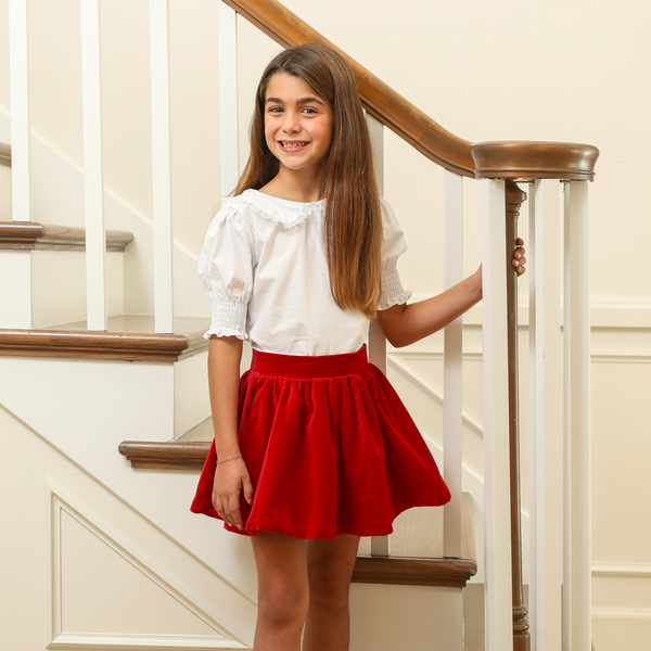Lace Peter Pan Collar SS Shirt White