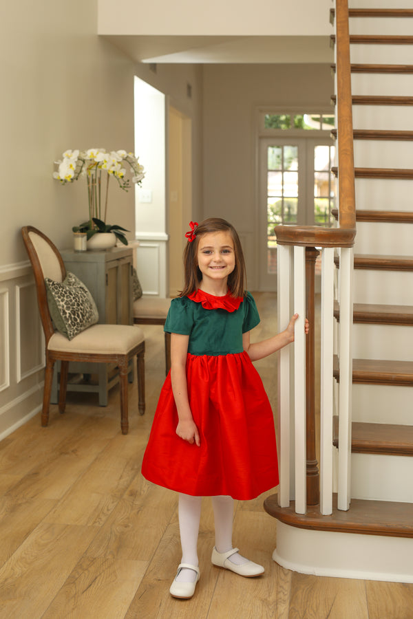 Red W/ Green Velvet Dress