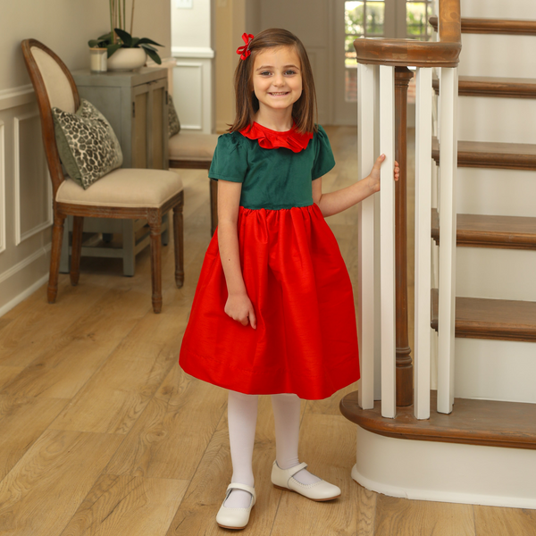 Red W/ Green Velvet Dress
