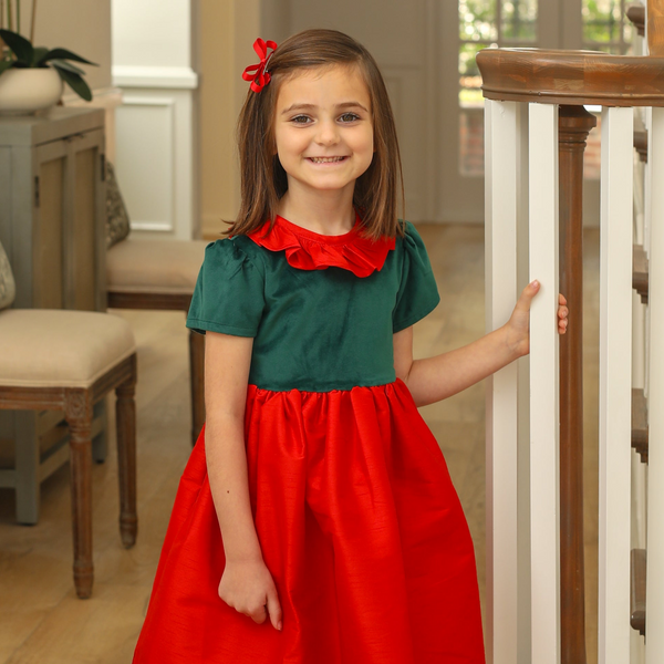 Red W/ Green Velvet Dress