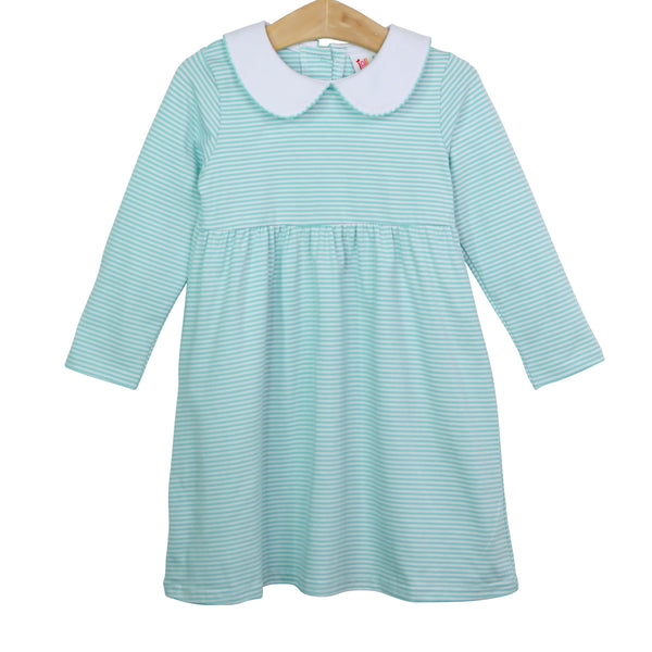 Charlotte LS Dress- Mint Stripe