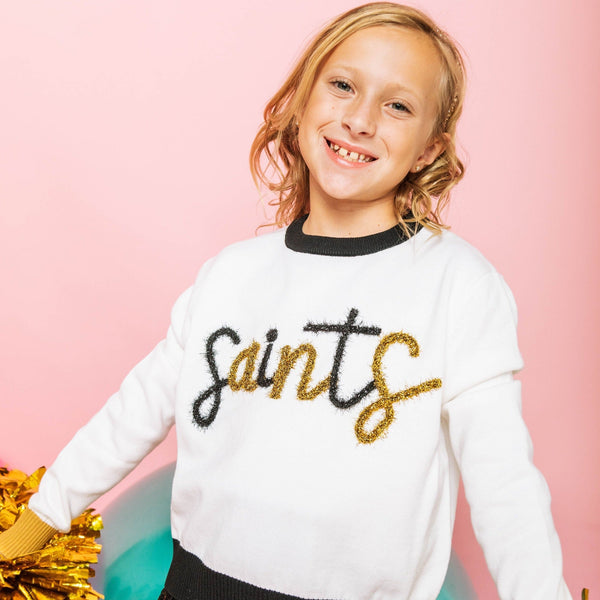 Saints Glitter Script Sweater