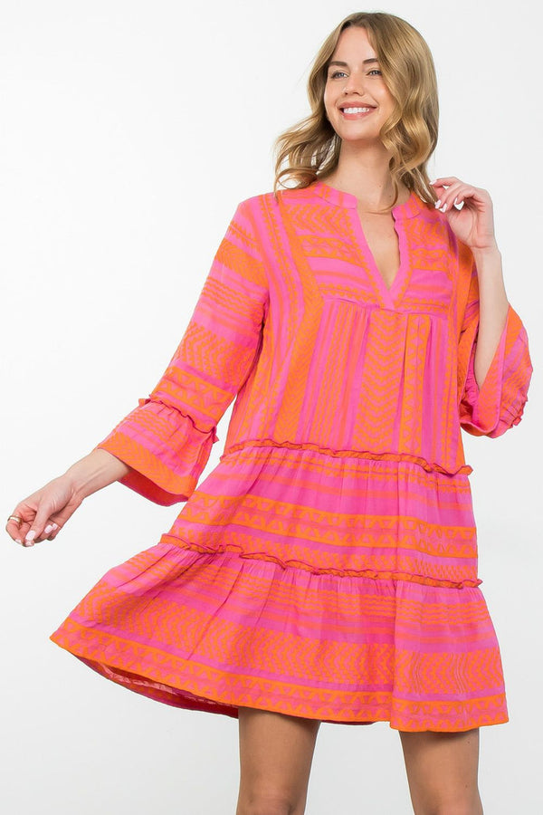 Mid Pattern Tiered Dress