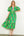 Puff Sleeve Flower Print Maxi Dress- Green