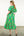 Puff Sleeve Flower Print Maxi Dress- Green