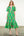 Puff Sleeve Flower Print Maxi Dress- Green
