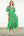 Puff Sleeve Flower Print Maxi Dress- Green
