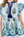 Flutter Sleeve Floral Tassel Tie Top- Blue