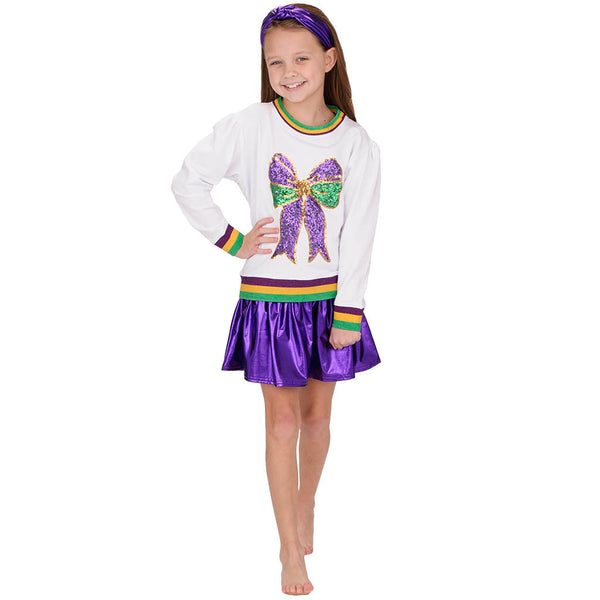 Sequin Bow Shirt- Mardi Gras