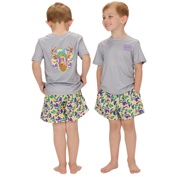 Camo Deer Mardi Gras Gray Shirt