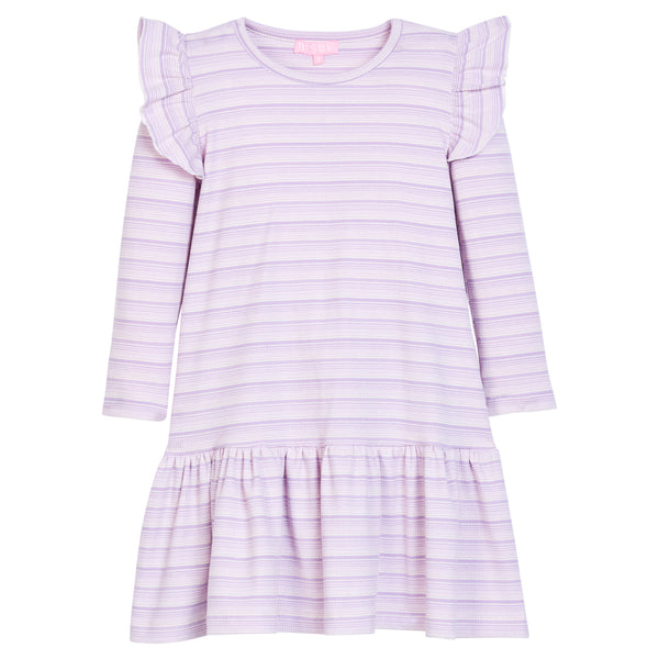 Sadie T-Shirt Dress - Lavender Sparkle Stripe