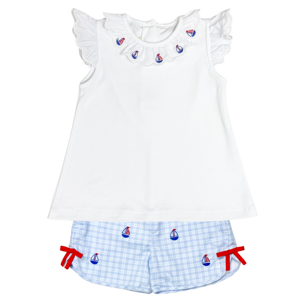 Sailboat Scalloped Angel Short Set