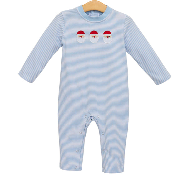 Santa Trio Romper- Blue